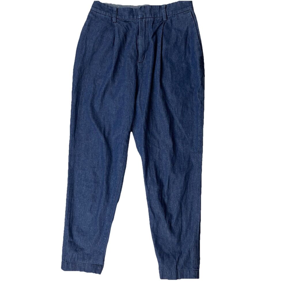 Uniqlo Denim Pleated Dress Pants Women’s Size 0 Dark Blue Cotton Trousers Casual